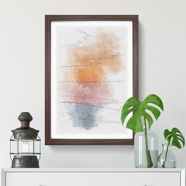 Mountain Layers Abstract Sketch - Picture Frame Painting Print East Urban Home Format: Walnut Framed, Size: 33cm H x 24cm W x 2cm D on Productcaster.