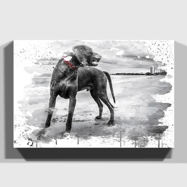 'Weimaraner Dog' Graphic Art Print East Urban Home Format: Wrapped Canvas, Size: 70cm H x 100cm W on Productcaster.