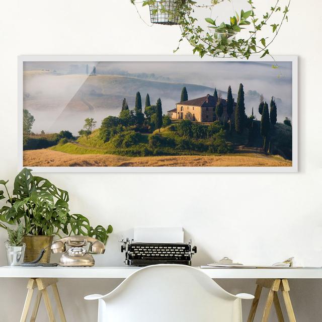 Country Estate in Tuscany - Picture Frame Graphic Art Ebern Designs Size: 40cm H x 100cm W x 2cm D, Frame Option: White Framed on Productcaster.