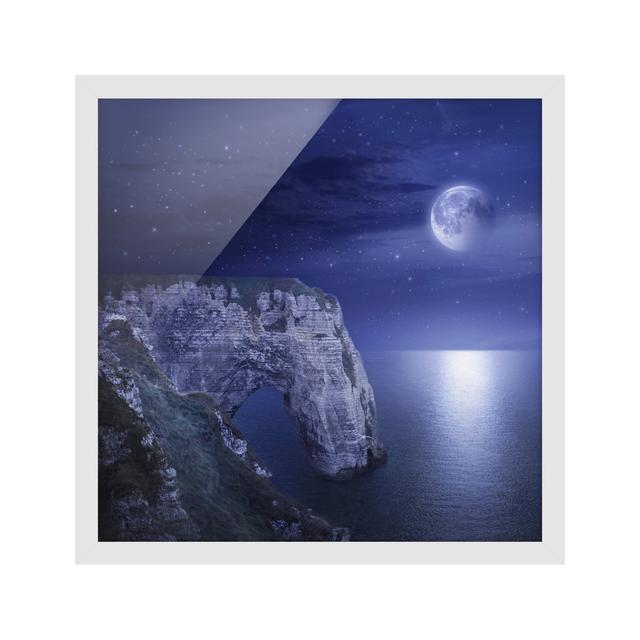 Picture With Frame - Night Cliffs - Square 1:1 Highland Dunes Size: 70cm H x 70cm W x 2cm D, Frame Option: White Framed on Productcaster.