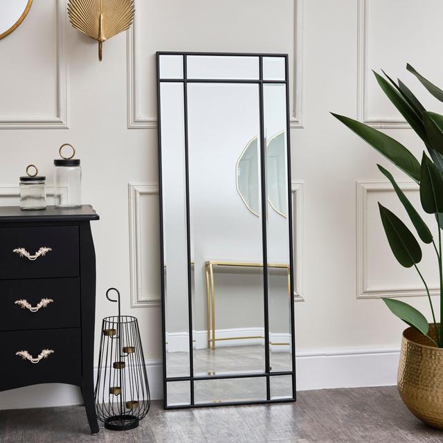 Black Framed Art Deco Wall / Leaner Mirror 142 Cm X 54 Cm Latitude Run on Productcaster.