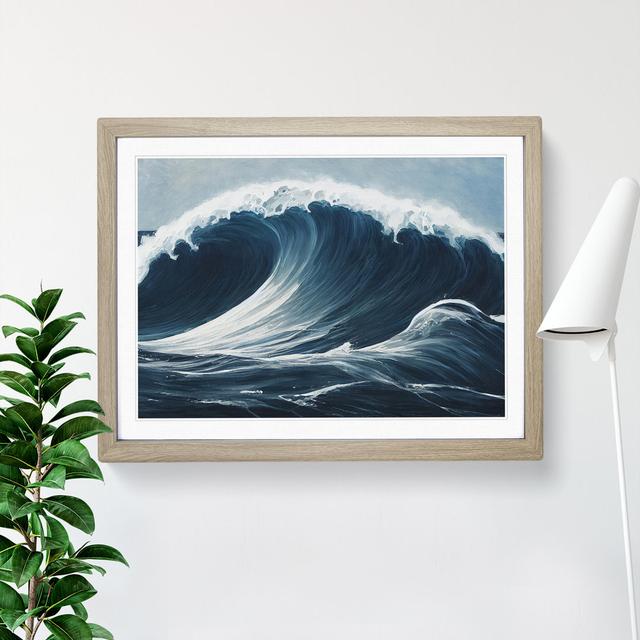 Passionate Ocean Wave House of Hampton Size: 25cm H x 34cm W x 2cm D, Frame Colour: Oak on Productcaster.