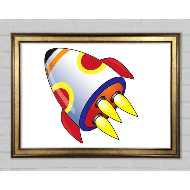 Flying Rocket Ship - Print Isabelle & Max Size: 59.7cm H x 84.1cm W x 1.5cm D, Colour: White on Productcaster.