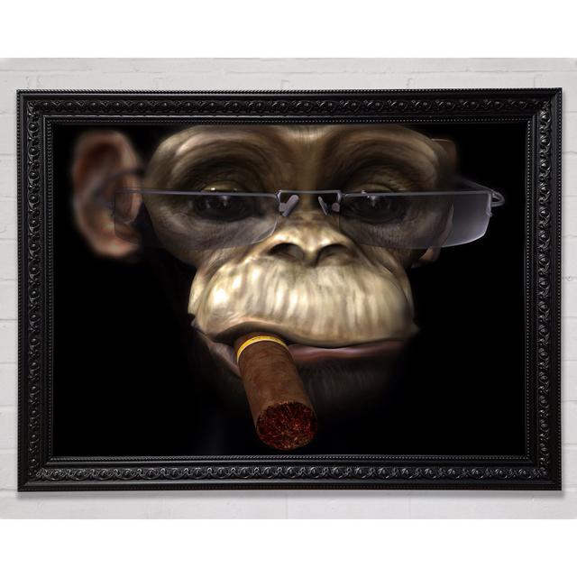 The Chimp Cigar Smoker Framed Print Happy Larry Size: 84.1cm H x 118.9cm W x 3cm D on Productcaster.