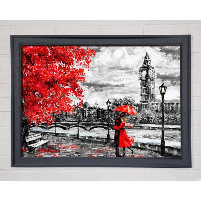 Honeymoon Couple Big Ben - Print Ophelia & Co. Size: 84.1cm H x 118.9cm W x 1.5cm D, Format: Grey Framed Paper on Productcaster.