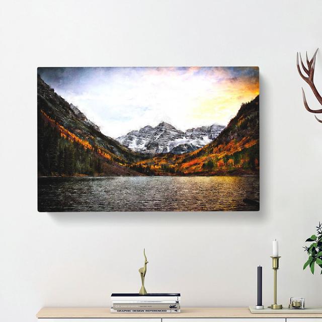 Maroon Bells Mountains In Colorado - Wrapped Canvas Print East Urban Home Size: 35cm H x 50cm W x 3cm D on Productcaster.