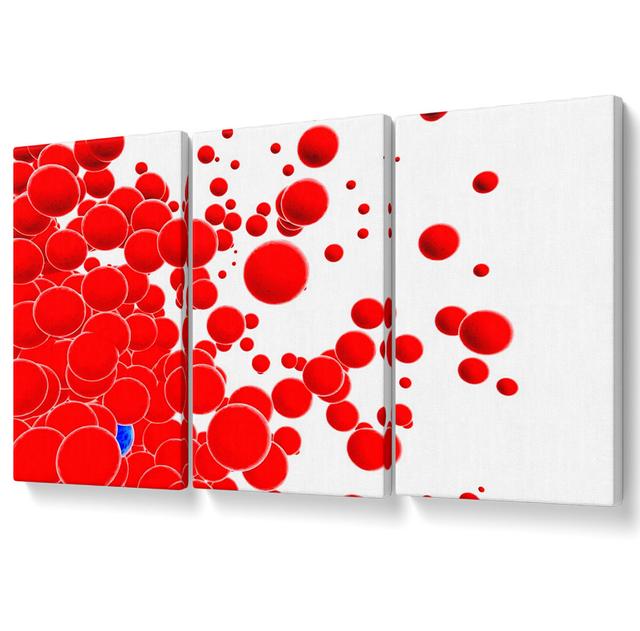 Red Bubbles Canvas 3 Panel Set Ivy Bronx Size: 81.3cm H x 163cm W on Productcaster.