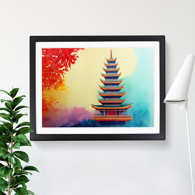 Watercolour Pagoda Vol.1 - Single Picture Frame Print 17 Stories Frame Colour: Black Framed, Size: 34cm H x 46cm W x 2cm D on Productcaster.