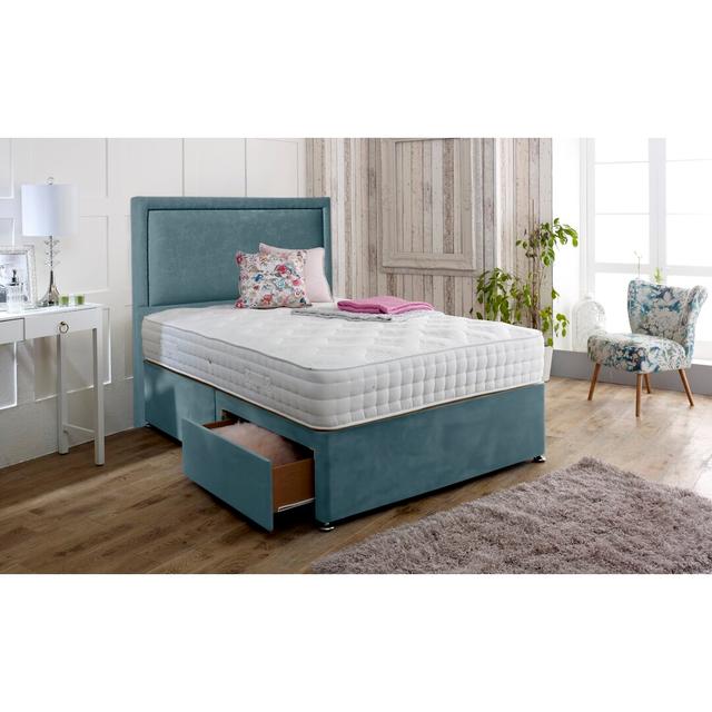 Ellie Divan Bed & Headboard Fairmont Park Storage Type: 4 Drawers, Size: Super King (6'), Colour: Sky on Productcaster.