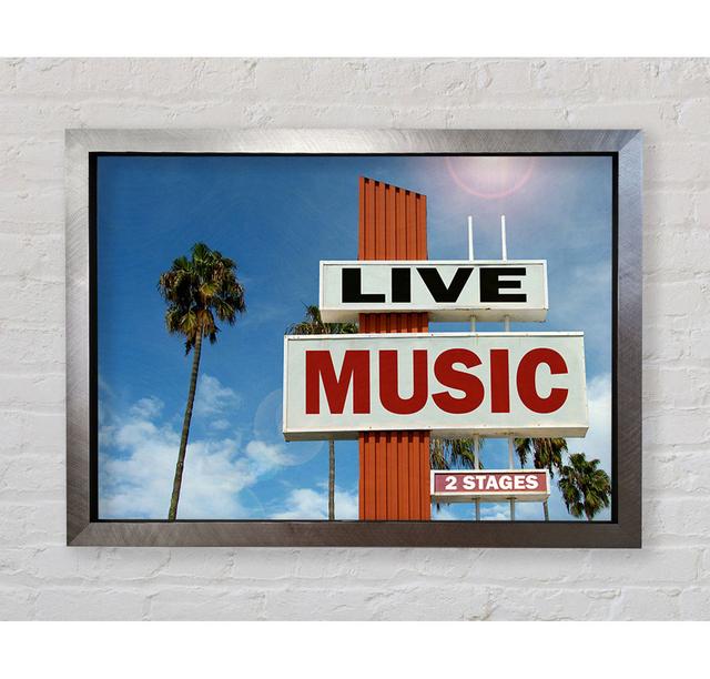 Live Music Venue Framed Print Wall Art Happy Larry Size: 42cm H x 59.7cm W x 3.4cm D, Format: Silver Framed Paper on Productcaster.