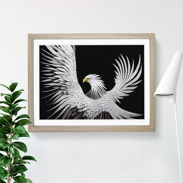 Exclusive Eagle Bird - Single Picture Frame Painting Alpen Home Size: 46cm H x 64cm W x 2cm D, Frame Colour: Oak Framed on Productcaster.