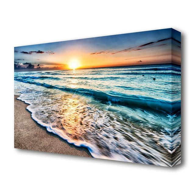 'Sunset Ocean Movement Beach' Photographic Print on Canvas East Urban Home Size: 66 cm H x 101.6 cm W on Productcaster.