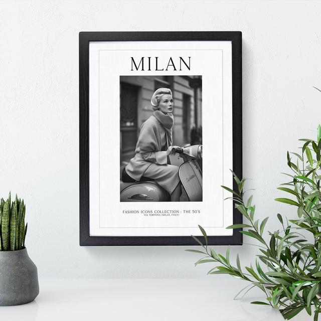 Fashion Travel Poster Woman Milan Italy Happy Larry Size: 64cm H x 46cm W x 2cm D on Productcaster.