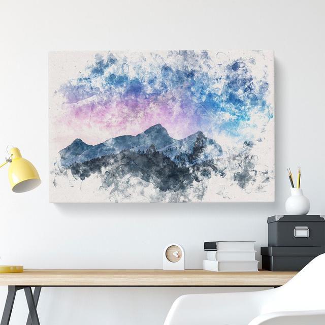 Shooting Star over Moena in Italy Watercolour - Wrapped Canvas Graphic Art Print East Urban Home Size: 60cm H x 91cm W x 3cm D on Productcaster.