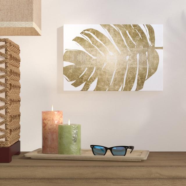 Tropical Leaves II Gold Metallic by Oliver Gal - Wrapped Canvas Graphic Art Print East Urban Home Size: 101.6cm H x 152.4cm W x 5.08cm D on Productcaster.