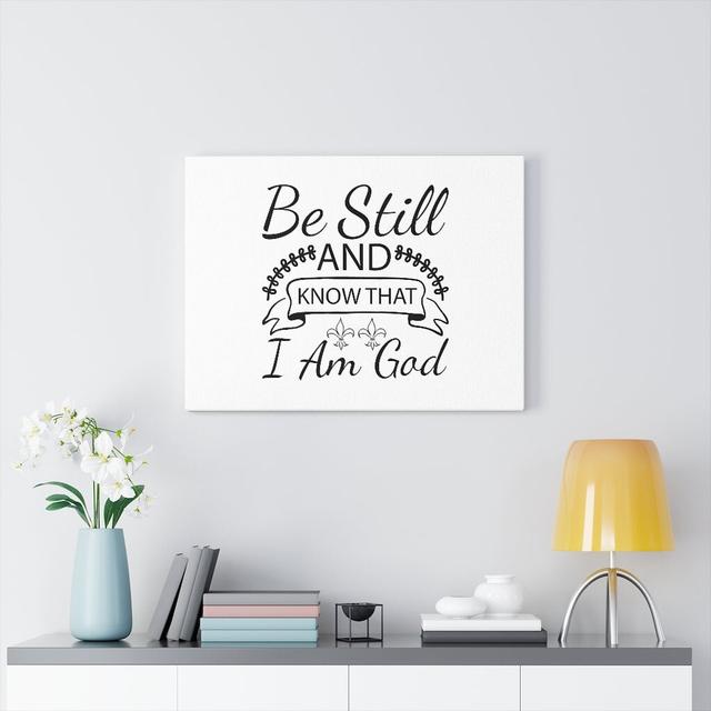 Know that I Am God - Wrapped Canvas Typography Blue Elephant Size: 46cm H x 61cm W on Productcaster.