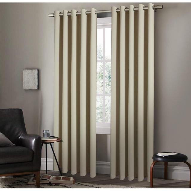 Folkhard Eyelet Blackout Thermal Curtains 17 Stories Colour: Cream, Panel Size: Width 117 x Drop 229 cm on Productcaster.