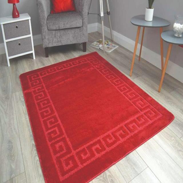 Plain Red Plain Large Size House Rugs Lounge Machine Washable Non Slip Back Hall Runner Canora Grey Rug Size: Rectangle 60 x 110cm on Productcaster.