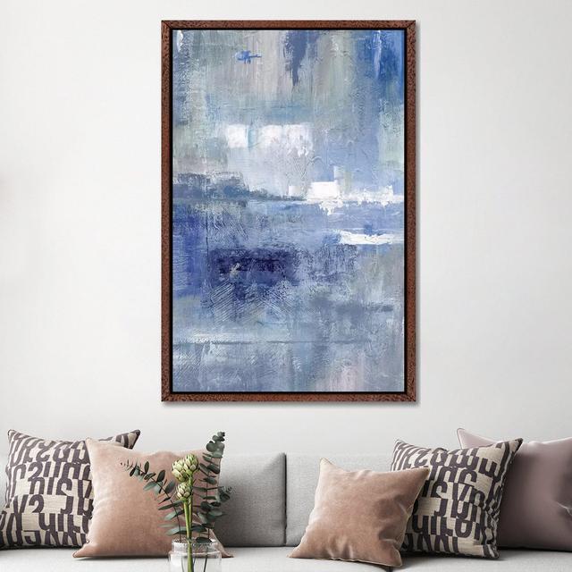 Bay View Indigo - Painting on Canvas Ebern Designs Size: 152.4cm H x 101.6cm W x 3.81cm D, Format: Classic Brown Wood Framed on Productcaster.