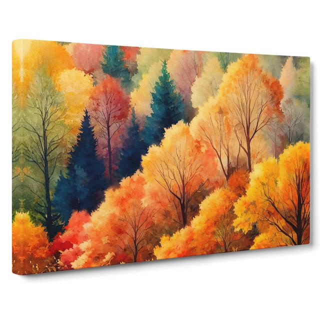 Heartwarming Autumn Forest - Wrapped Canvas Print Alpen Home Size: 35cm H x 50cm W x 3cm D on Productcaster.