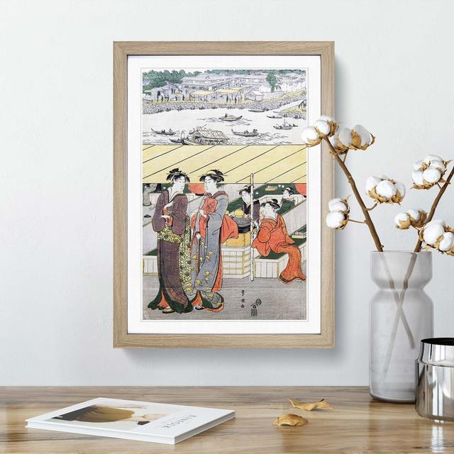 Women Stood on a Promenade by Utagawa Toyokuni - Picture Frame Painting Print East Urban Home Size: 91cm H x 60cm W x 2cm D, Frame Option: Oak on Productcaster.