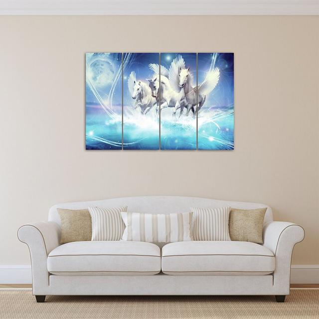 4-tlg. Leinwandbilder-Set Pegasus Auf Blauem Hintergrund ModernMoments on Productcaster.