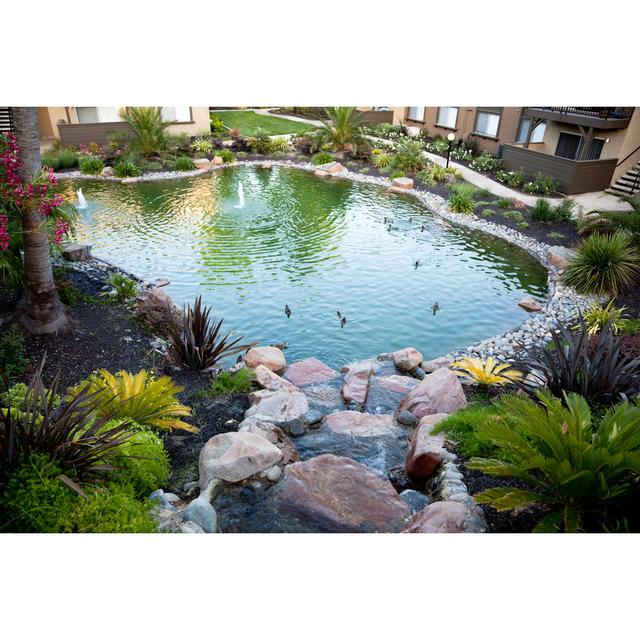 Decorative Pond Between Buildings by Slobo - No Frame Art Prints on Canvas 17 Stories Size: 61cm H x 91cm W on Productcaster.