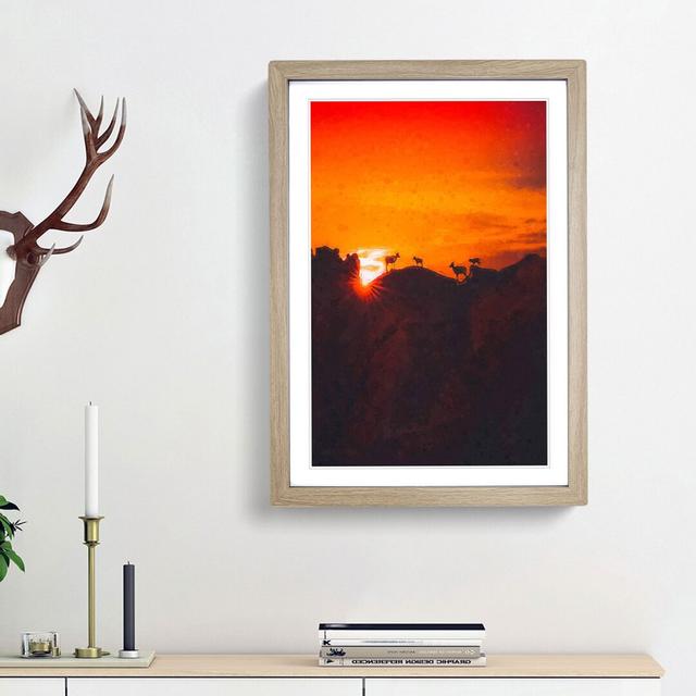 Goats upon the Mountain - Picture Frame Graphic Art Print East Urban Home Frame Option: Oak Framed, Size: 65cm H x 48cm W x 2cm D on Productcaster.