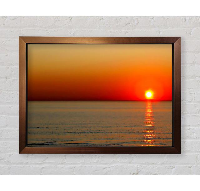 Gerahmtes Leinwandbild Sunset Red Blaze Haus am Meer Größe: 59,7 cm H x 84,1 cm B on Productcaster.