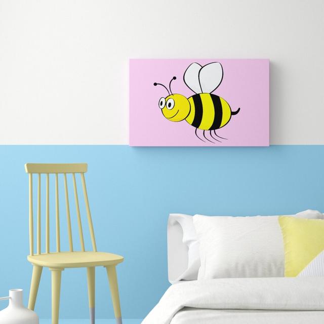 Buzzing Bee Childrens - Wrapped Canvas Graphic Art Print East Urban Home Size: 50.8 cm H x 81.3 cm W on Productcaster.