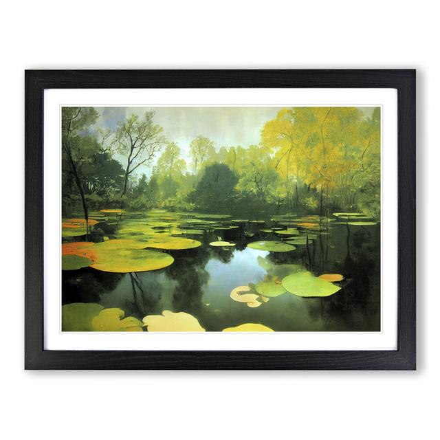 Stunning Pond - Picture Frame Painting Marlow Home Co. Frame Colour: Black Framed, Size: 34cm H x 46cm W x 2cm D on Productcaster.