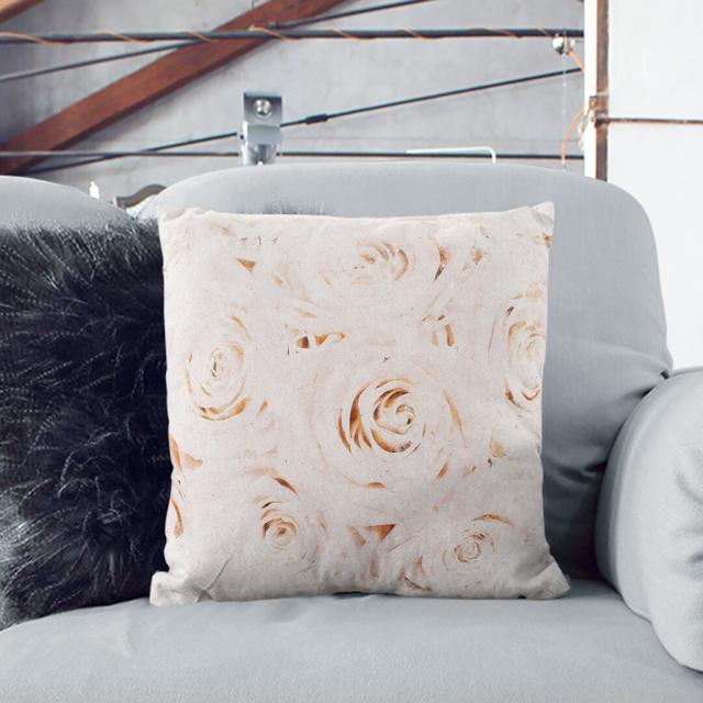 Wall of Roses Watercolour Cushion with Filling East Urban Home Size: 55cm H x 55cm W x 20cm D, Backing Colour: Stone on Productcaster.