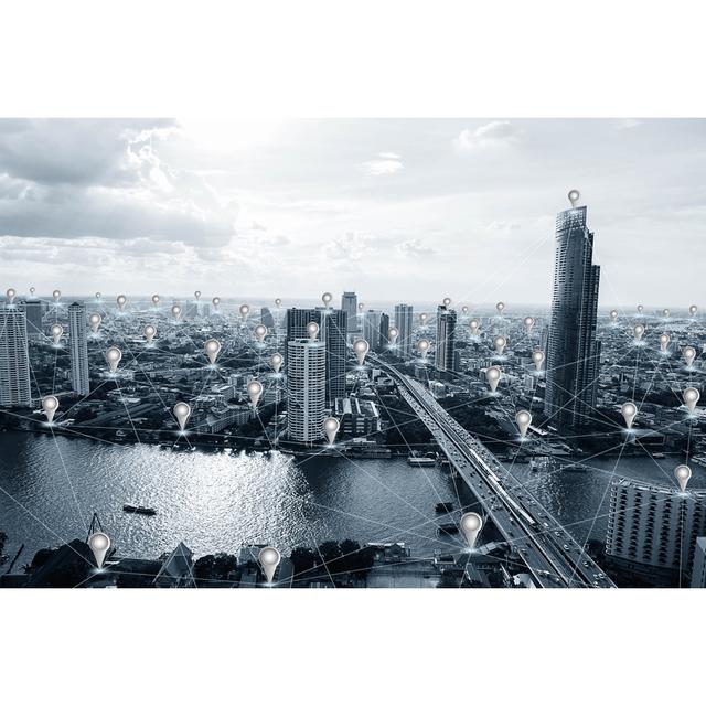 Blue Tone Smart City by Shark_749 - Wrapped Canvas Print 17 Stories Size: 20cm H x 30cm W on Productcaster.