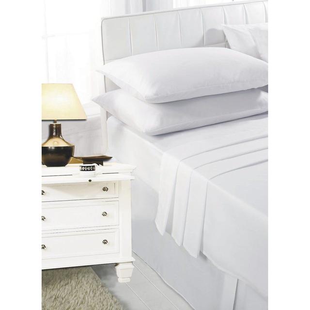 Harwill 132 Thread Count Fitted Sheet Ebern Designs Colour: White, Size: Super King (6') on Productcaster.