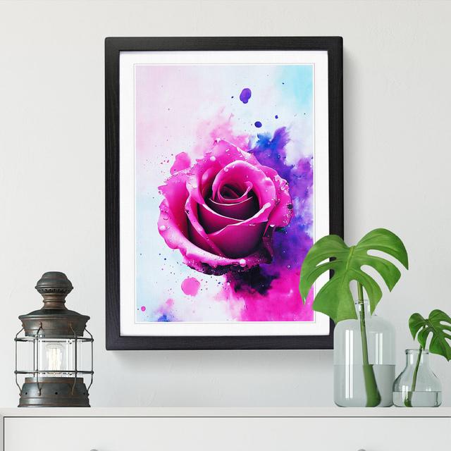 Rose Flower Paint Splatter Vol.2 - Print Big Box Art Frame Option: Black, Size: 34cm H x 25cm W x 2cm D on Productcaster.