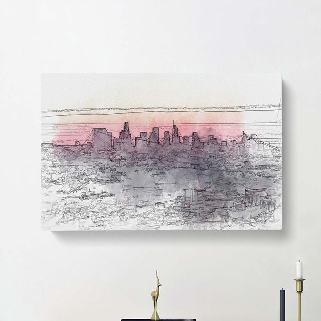 Los Angeles Skyline in the Morning in Abstract - Wrapped Canvas Graphic Art Print East Urban Home Size: 40cm H x 60cm W x 3cm D on Productcaster.