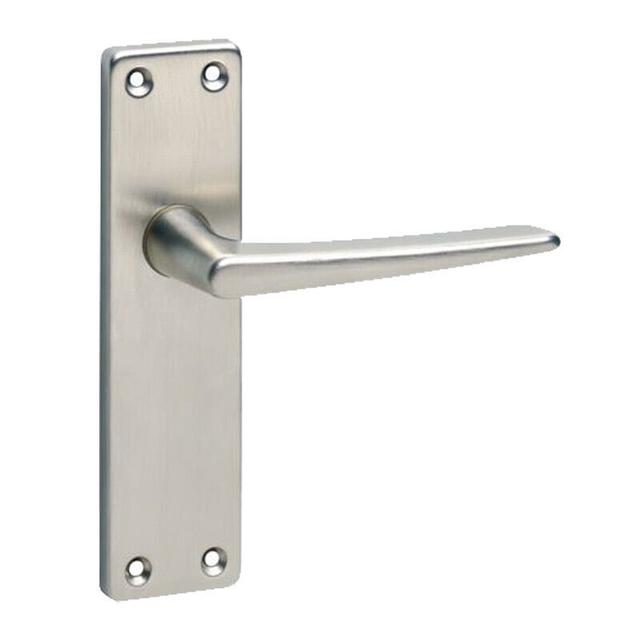 Royale Metal Lever Latch Door Handles Set Round Rose Internal, External Urfic Finish: Satin Nickel Plain on Productcaster.