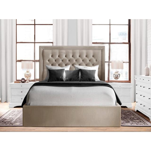 Merissa Upholstered Bed Frame Mercer41 Colour: Coffee, Size: Small Double (4') on Productcaster.