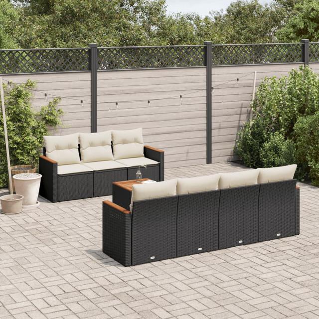 Vidaxl 8-Tlg. Garten-Sofagarnitur Mit Kissen Schwarz Poly Rattan 6 17 Stories Kissenfarbe: Cremefarbe, Rahmenfarbe: Schwarz on Productcaster.