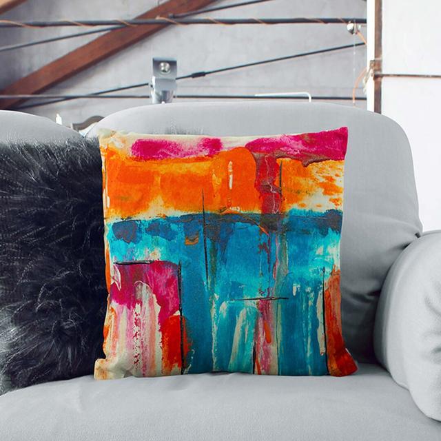 Abstract Art Painting Vol.305 by S.Johnson Cushion with Filling East Urban Home Size: 55 x 55 cm, Backing Colour: Stone on Productcaster.