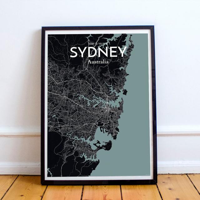 Sydney City Map - Unframed Graphic Art Print on Paper East Urban Home Colour: Black/Grey, Size: 70cm H x 50cm W x 0.13cm D on Productcaster.