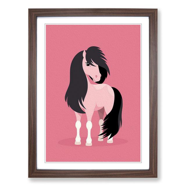 Pony Minimalism - Print Zoomie Kids Format: Walnut Framed, Size: 64cm H x 46cm W x 2cm D on Productcaster.