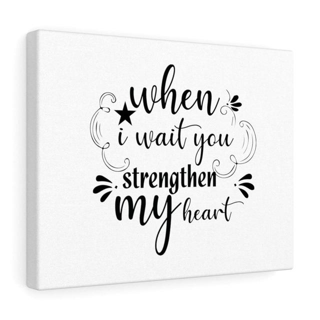 Strengthen My Heart - Wrapped Canvas Typography Blue Elephant Size: 46cm H x 61cm W on Productcaster.