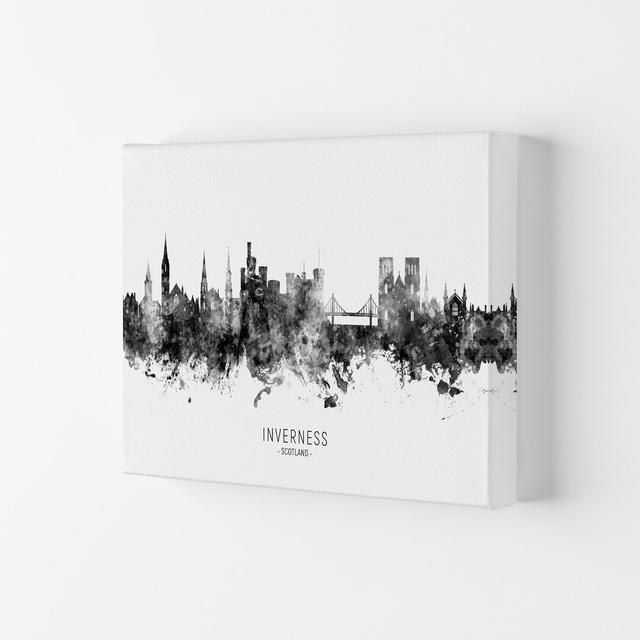 Inverness Scotland Skyline Black White City Name by Michael Tompsett - Graphic Art Print Latitude Run Size: 29.7cm H x 42cm W x 4cm D, Format: Wrapped on Productcaster.