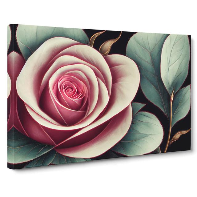 Splendid Rose Flower - Wrapped Canvas Graphic Art Rosdorf Park Size: 35cm H x 50cm W x 3cm D on Productcaster.