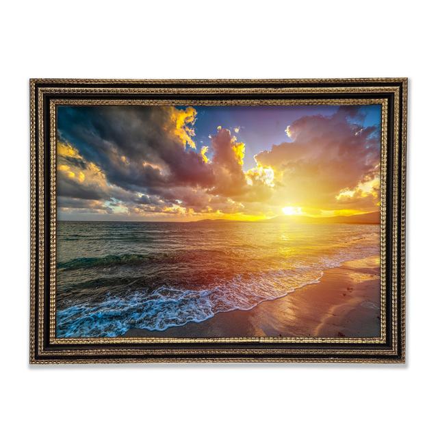 Sunset On The Beach Of Essex Framed Print Highland Dunes Size: 84.1cm H x 118.9cm W x 3cm D on Productcaster.