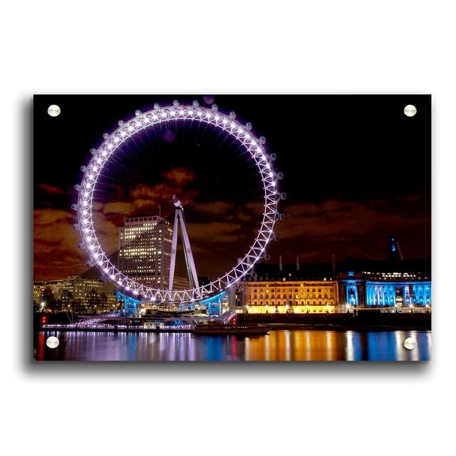 London Eye Water Lights - Unframed Photograph Print on Acrylic East Urban Home Size: 21cm H x 29.7cm W on Productcaster.