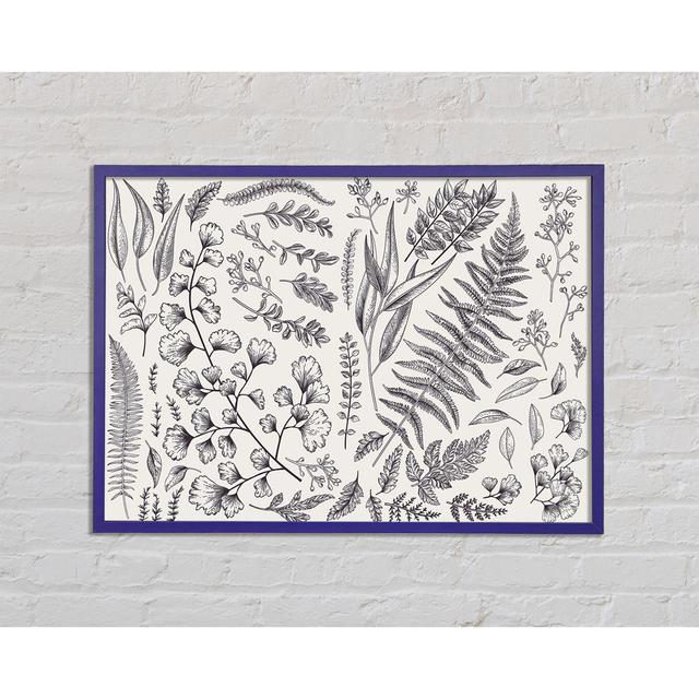 Natures Leaves Hand Drawn - Print August Grove Size: 42cm H x 59.7cm W x 2cm D, Format: Purple Framed Paper on Productcaster.