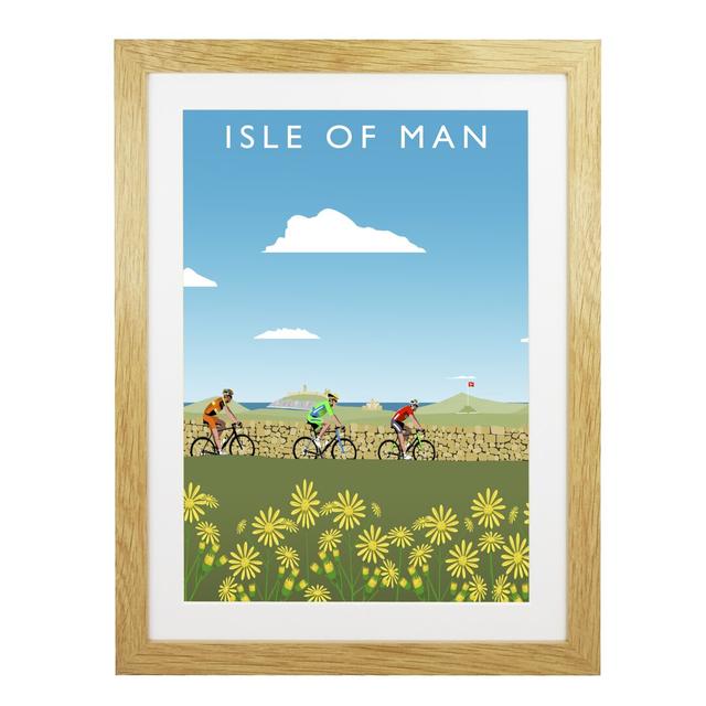 Isle of Man Cycling by Richard O'Neil - Graphic Art Print on Paper East Urban Home Size: 54 cm H x 44 cm W x 2.2 cm D, Format: Oak Wood Frame on Productcaster.