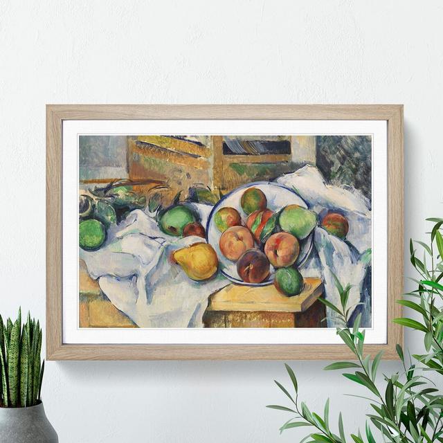 Still Life with Fruit Vol.1 by Paul Cezanne - Picture Frame Painting on MDF East Urban Home Frame Option: Oak, Size: 36cm H x 48cm W x 2cm D on Productcaster.